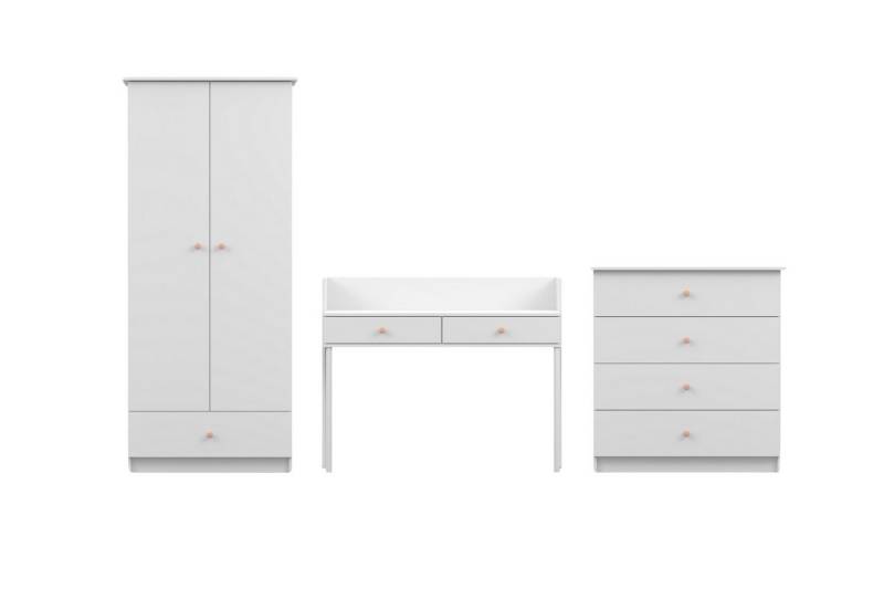 Deine Möbel 24 Jugendzimmer-Set OSCAR B Kinderzimmer-Set Kinderzimmer, (Kleiderschrank 2-türig, Kommode mit 4 Schubladen, Schreibtisch / Schminktisch, 3-tlg., ganz in Weiß / Cashmere, Griffe: Rosa / Anthrazit OSCAR-Kollektion), Jugendzimmer Jungenzimmer Mädchenzimmer Deine Möbel 24 Jugendzimmer-Set OSCAR B Kinderzimmer-Set Kinderzimmer, (Kleiderschrank 2-türig, Kommode mit 4 Schubladen, Schreibtisch / Schminktisch, 3-tlg., ganz in Weiß / Cashmere, Griffe: Rosa / Anthrazit OSCAR-Kollektion), Jugendzimmer Jungenzimmer Mädchenzimmer von Deine Möbel 24