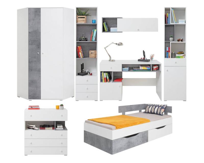 Deine Möbel 24 Jugendzimmer-Set SIMON I Jugendzimmer Jugendmöbel Kinderzimmer komplett 7-teilig, (7-tlg) von Deine Möbel 24