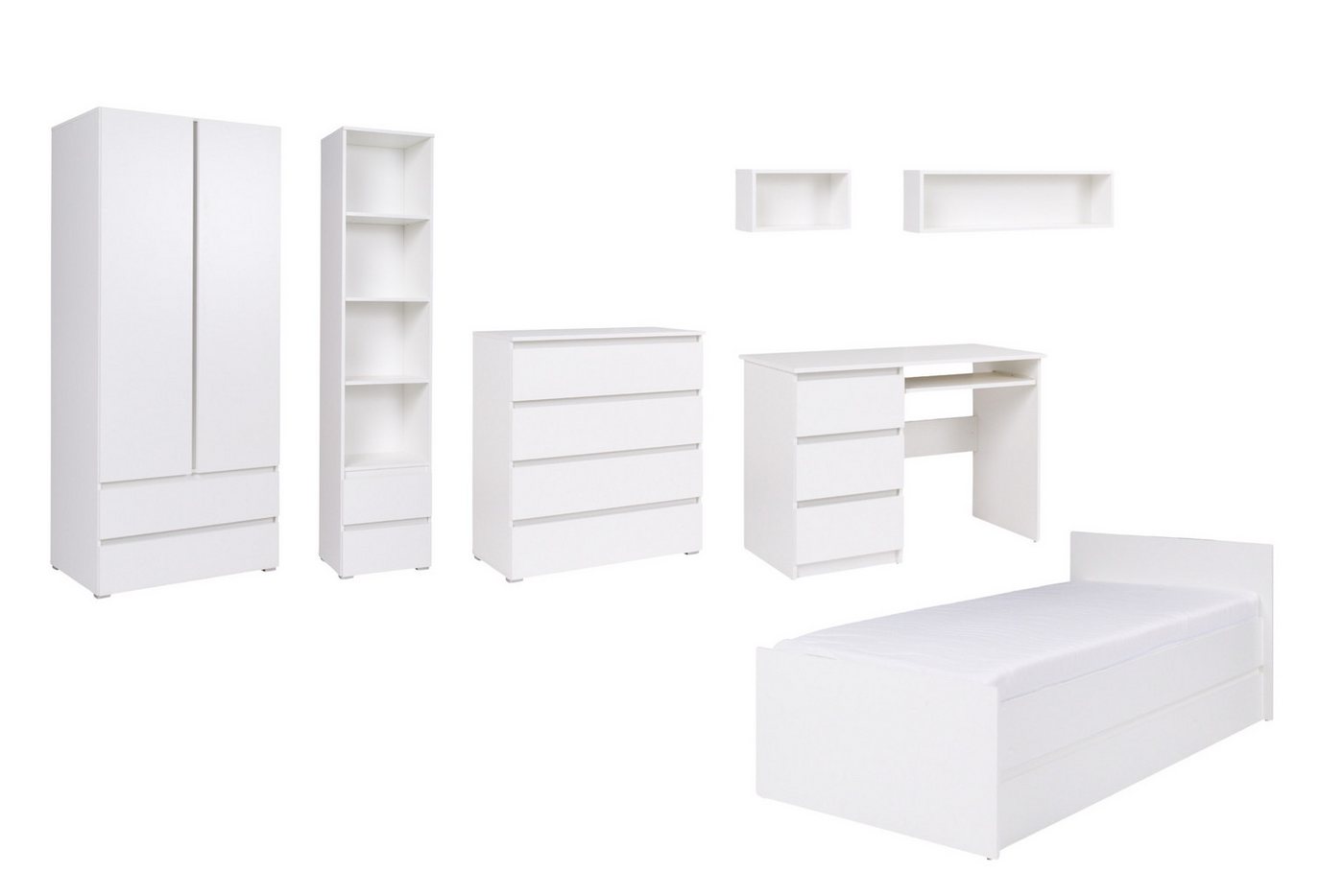 Deine Möbel 24 Jugendzimmer-Set SIMPLE A Rosa / Weiß inkl. Bett, Kleiderschrank, Schreibtisch, Kommode, (SIMPLE-Kollektion, 7-tlg., Kleiderschrank, Schreibtisch, Kommode & Regale, Kindermöbel-Set), Komplettset – Pink / Weiß, modern & funktional Deine Möbel 24 Jugendzimmer-Set SIMPLE A Rosa / Weiß inkl. Bett, Kleiderschrank, Schreibtisch, Kommode, (SIMPLE-Kollektion, 7-tlg., Kleiderschrank, Schreibtisch, Kommode & Regale, Kindermöbel-Set), Komplettset – Pink / Weiß, modern & funktional von Deine Möbel 24