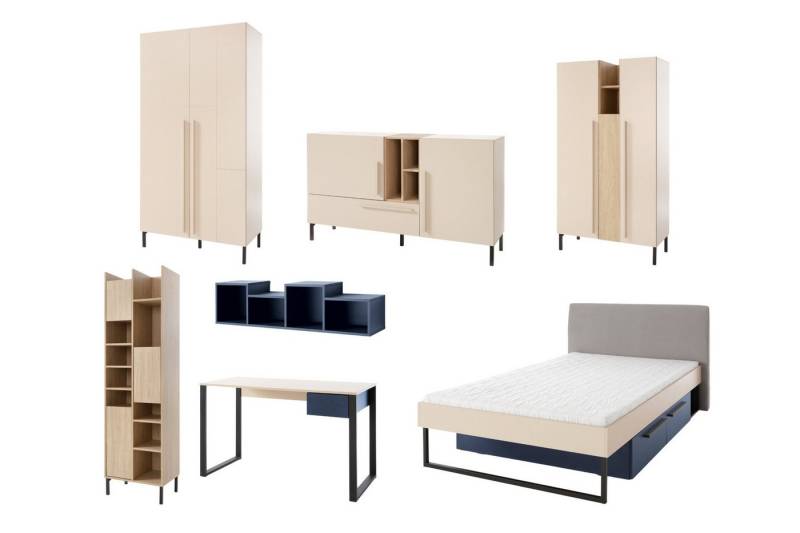 Deine Möbel 24 Jugendzimmer-Set SORENTO B 7-teilig, (7-teilig, 7-tlg., Modernes Design), Modernes Design von Deine Möbel 24