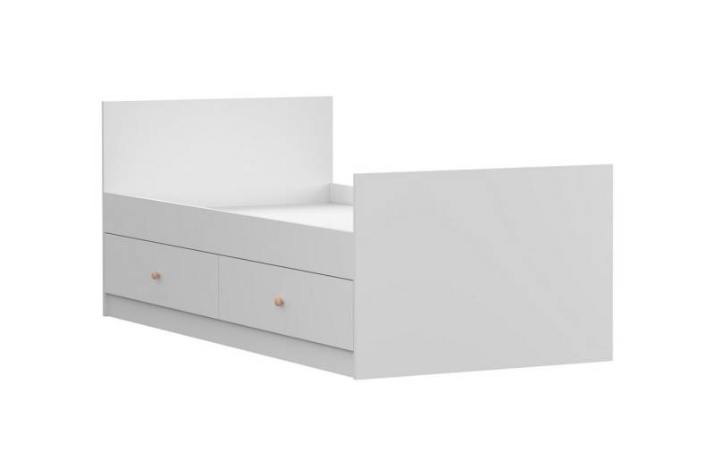 Deine Möbel 24 Kinderbett OSCAR Einzelbett Jugendbett 90x200 cm mit Schubladen (Matratze optional, Set, 3-tlg., ganz in Weiß / Cashmere, Griffe: Rosa / Anthrazit OSCAR-Kollektion), Kinderzimmer Jugendzimmer Jungenzimmer Mädchenzimmer von Deine Möbel 24