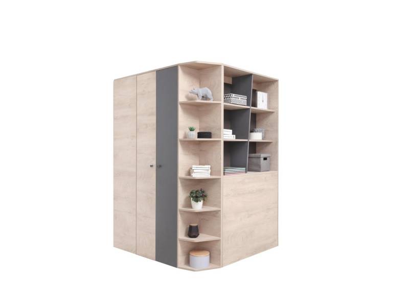 Deine Möbel 24 Kinderkleiderschrank DARLA D01 Garderobe Kleiderschrank Eckschrank Eiche Grau (PREMIUM, 4-St., Möbel für Kinderzimmer Jugendzimmer) Kinderzimmer,Jugendzimmer,Jugendmöbel,Eckkleiderschrank von Deine Möbel 24