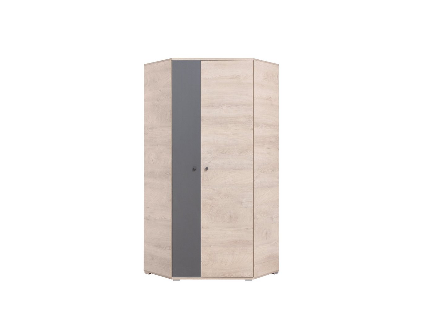 Deine Möbel 24 Kinderkleiderschrank DARLA D02 Kleiderschrank 2-türig Eckkleiderschrank Eckschrank (Set, 3-St., Eiche Grau) Jugendzimmer,Kinderzimmer,inkl. Kleiderstange Fächer Regale von Deine Möbel 24