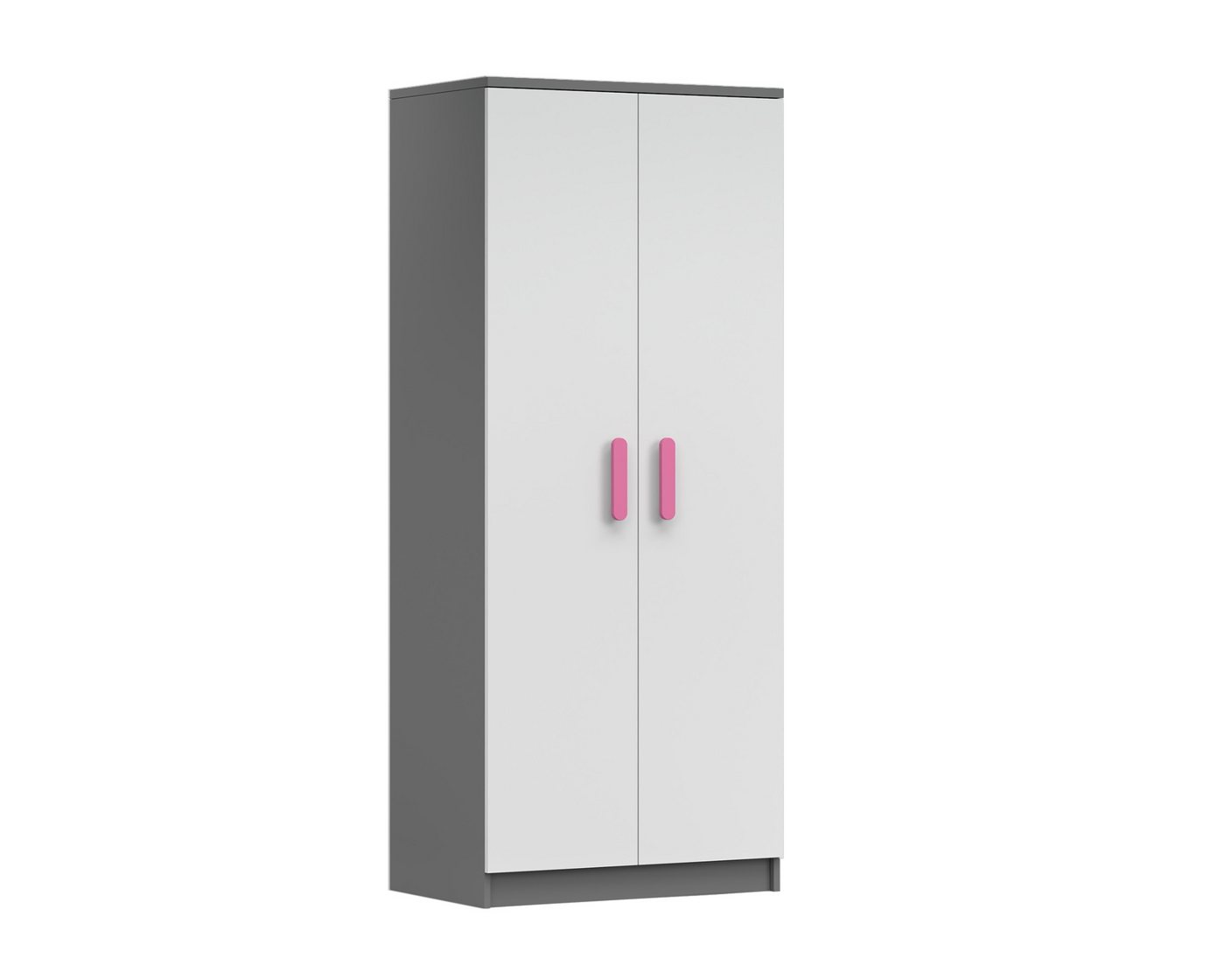 Deine Möbel 24 Kinderkleiderschrank INGE 06 in Weiß / Weiß + Grau / Weiß + Eiche Sonoma Jugendzimmer (Griffe in Rosa/Blau/Grün/Weiß/Eiche Sonoma/Grau) von Deine Möbel 24