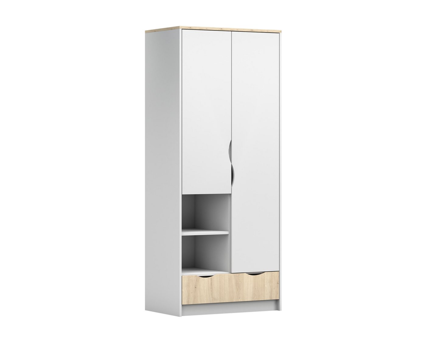 Deine Möbel 24 Kinderkleiderschrank JUMI 06 D2 Jugendzimmer Jugendmöbel in Weiß/Grau + Eiche Artisan von Deine Möbel 24
