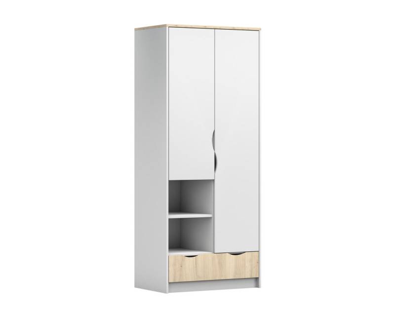 Deine Möbel 24 Kinderkleiderschrank JUMI 06 D2 Jugendzimmer Jugendmöbel in Weiß/Grau + Eiche Artisan von Deine Möbel 24