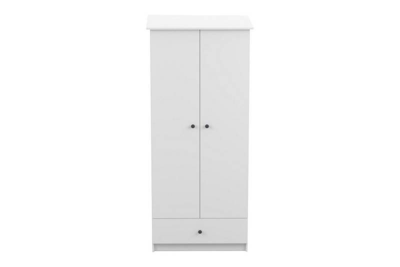 Deine Möbel 24 Kinderkleiderschrank OSCAR Kleiderschrank Drehtürenschrank 85 cm breit (Set, 2-St., ganz in Weiß / Cashmere, Griffe: Rosa / Anthrazit OSCAR-Kollektion) Kinderzimmer Jugendzimmer Jungenzimmer Mädchenzimmer von Deine Möbel 24