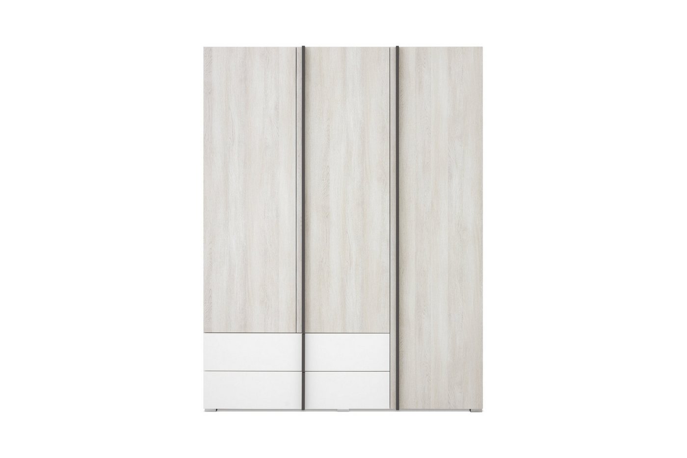 Deine Möbel 24 Kinderkleiderschrank REMI 01 Kleiderschrank 3-türig 150 cm breit (Set, 3-St., Drehtürenschrank mit Schubladen) REMI Kollektion Kinderzimmer Jugendzimmer Weiß Holz Anthrazit von Deine Möbel 24