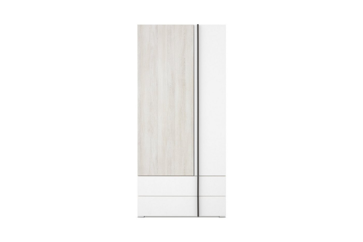 Deine Möbel 24 Kinderkleiderschrank REMI 02 Kleiderschrank 2-türig 90 cm breit (Set, 2-St., Drehtürenschrank mit Schubladen) REMI Kollektion Kinderzimmer Jugendzimmer Weiß Holz Anthrazit von Deine Möbel 24