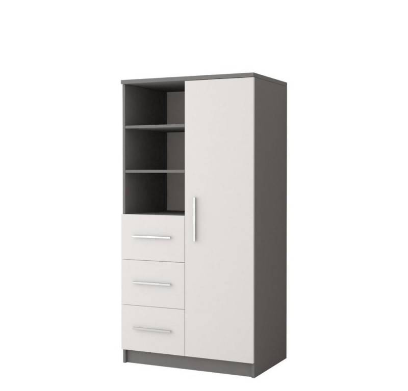 Deine Möbel 24 Kinderregal OLMO 05 Jugendzimmer Jugendmöbel in Weiß Weiß/Grau Weiß/Sonoma, Set 2-tlg., Regal Einlegeböden Schubladen Drehtüren von Deine Möbel 24