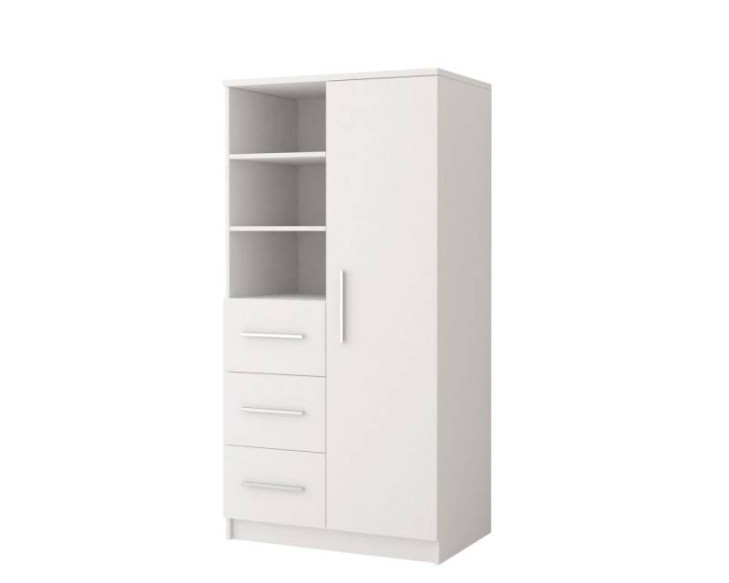 Deine Möbel 24 Kinderregal OLMO 05 Jugendzimmer Jugendmöbel in Weiß Weiß/Grau Weiß/Sonoma, Set 2-tlg., Regal Einlegeböden Schubladen Drehtüren von Deine Möbel 24