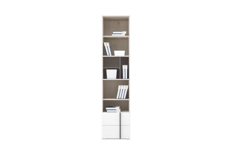 Deine Möbel 24 Kinderregal REMI 05 Regal Bücherregal 45 cm breit, Set 2-tlg., REMI Kollektion Kinderzimmer Jugendzimmer Weiß Holz Anthrazit von Deine Möbel 24