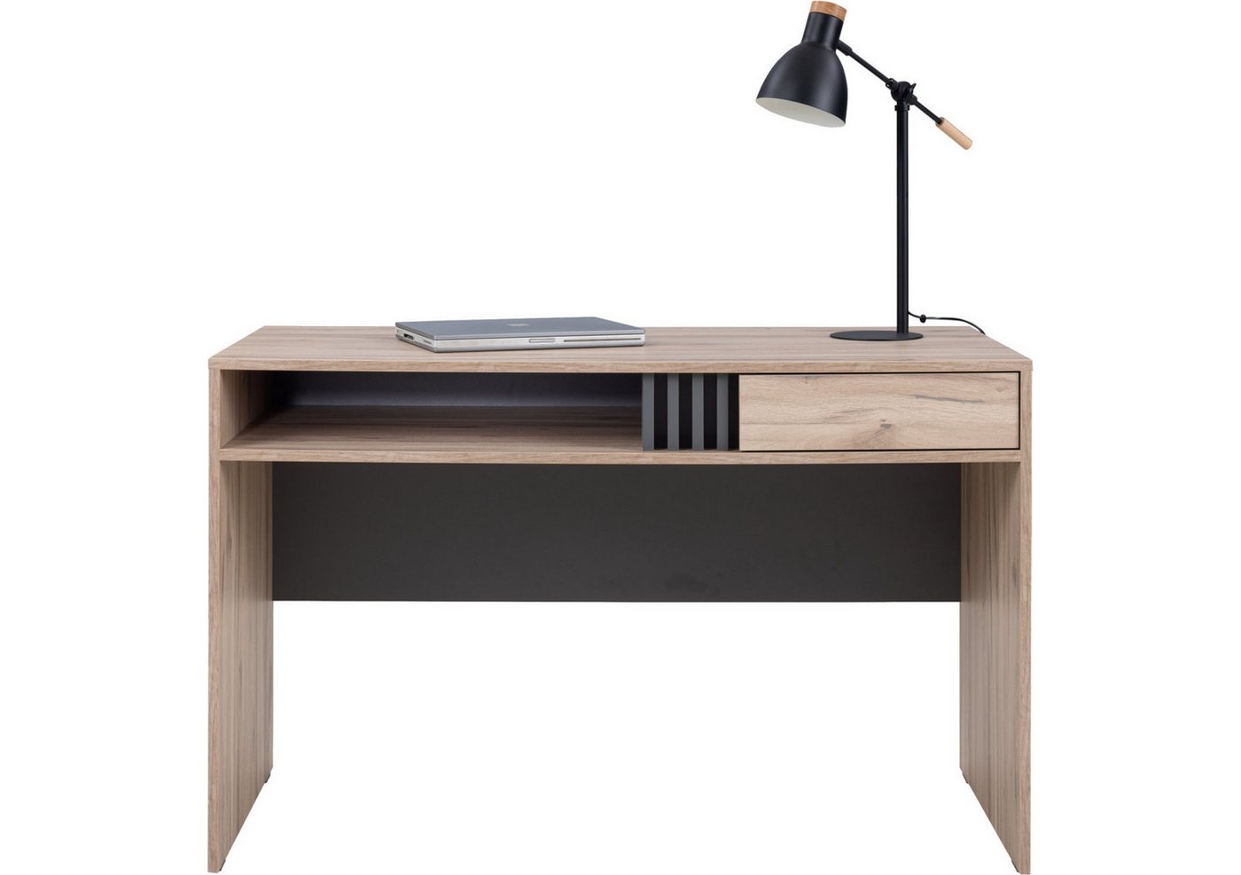 Deine Möbel 24 Kinderschreibtisch ALl 09 + ALl 10 Schreibtisch mit Container Eiche 120 CM breit (Set, 2-St., Eiche Lamellen Graphit inkl. Schublade), Stauraum inkl. Schublade von Deine Möbel 24