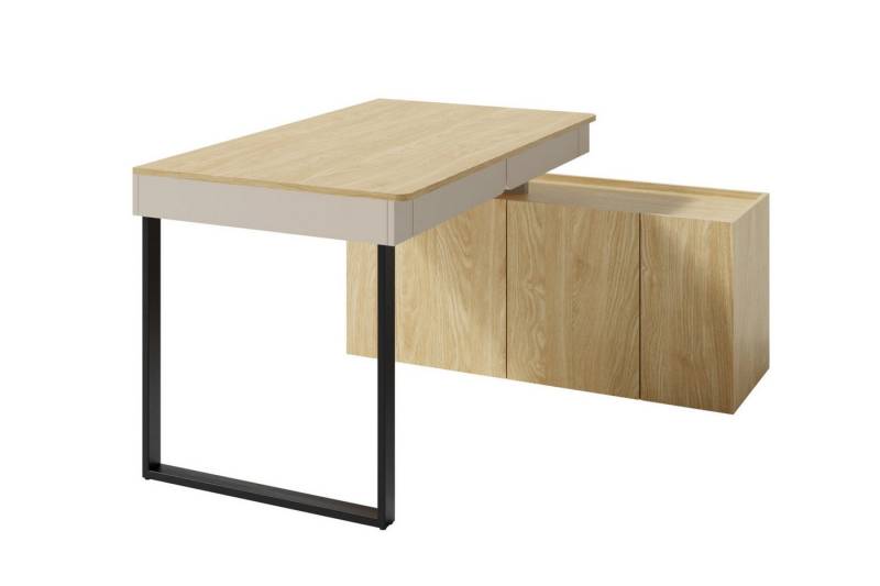 Deine Möbel 24 Kinderschreibtisch LIBU 10 Schreibtisch (Set, 2-St., Kinderzimmer Jugendzimmer Arbeitszimmer), LIBU-Kollektion Beige Eukalyptus Eiche Schubladen Stauraum von Deine Möbel 24