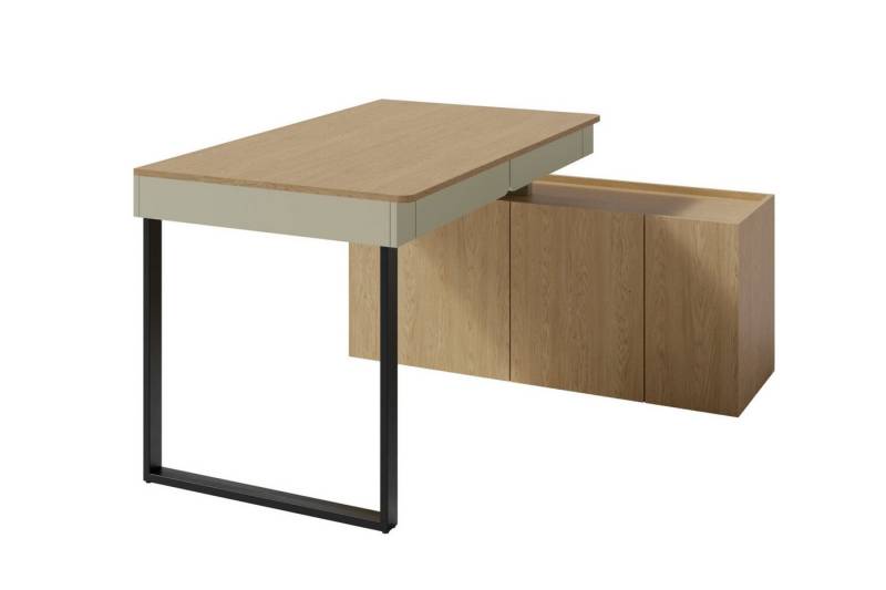 Deine Möbel 24 Kinderschreibtisch LIBU 10 Schreibtisch (Set, 2-St., Kinderzimmer Jugendzimmer Arbeitszimmer), LIBU-Kollektion Beige Eukalyptus Eiche Schubladen Stauraum von Deine Möbel 24