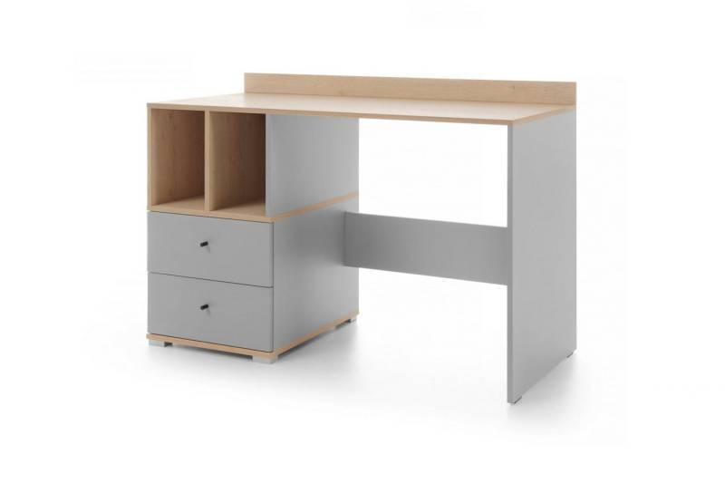 Deine Möbel 24 Kinderschreibtisch OLAF 05 Schreibtisch 120 cm breit (Set, 3-St., mit Schubladen Stauraum), OLAF Kollektion Kinderzimmer Jugendzimmer Grau Eiche von Deine Möbel 24