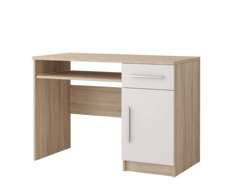 Deine Möbel 24 Kinderschreibtisch OLMO 08 Jugendzimmer Jugendmöbel in Weiß Weiß/Grau Weiß/Sonoma (Set, 1-St., Set), Schreibtisch Breite 110 cm inkl. Schublade Stauraum von Deine Möbel 24