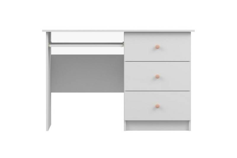 Deine Möbel 24 Kinderschreibtisch OSCAR Schreibtisch 115 cm breit mit Schubladen Stauraum (Set, 3-St., ganz in Weiß / Cashmere, Griffe: Rosa / Anthrazit OSCAR-Kollektion), Kinderzimmer Jugendzimmer Jungenzimmer Mädchenzimmer von Deine Möbel 24