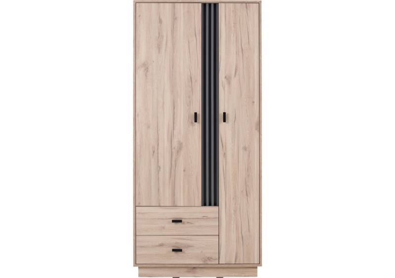 Deine Möbel 24 Kleiderschrank ALL 01 Kinderkleiderschrank 90 cm breit Schlafzimmer (Set, 1-St., hochwertige Laminatplatte Eiche Graphit) Drehtüren 2-türig Kinderzimmer Jugendzimmer Schlafzimmer von Deine Möbel 24