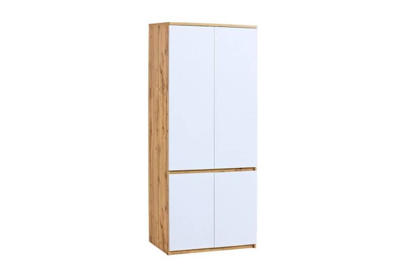 Deine Möbel 24 Kleiderschrank ARCO 01 Kinderkleiderschrank Drehtürenschrank 80 cm breit (Set, 2-St., 2-türig) Weiß Matt Eiche Wotan Kinderzimmer Jugendzimmer von Deine Möbel 24