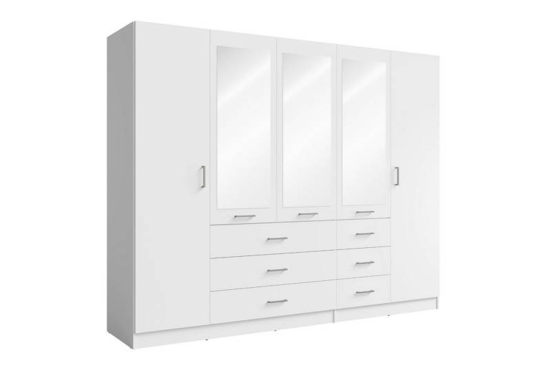 Deine Möbel 24 Kleiderschrank BROOKE 100 / 150 / 200 / 250 cm breit, Farben: Weiß Matt & Beige (Weiß matt oder Sandbeige, 1-St., ideal für jedes Schlafzimmer, Ankleidezimmer oder Flur) Drehtürenschrank mit Spiegel, modern, viel Stauraum von Deine Möbel 24