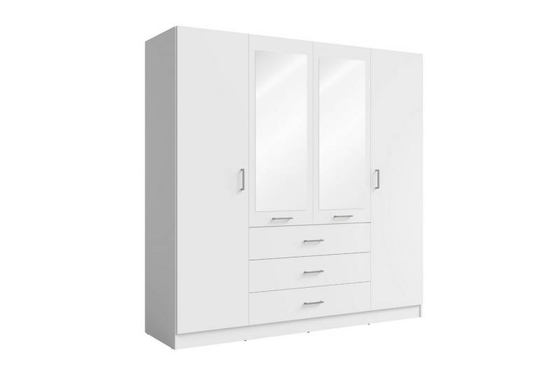 Deine Möbel 24 Kleiderschrank BROOKE 100 / 150 / 200 / 250 cm breit, Farben: Weiß Matt & Beige (Weiß matt oder Sandbeige, 1-St., ideal für jedes Schlafzimmer, Ankleidezimmer oder Flur) Drehtürenschrank mit Spiegel, modern, viel Stauraum von Deine Möbel 24