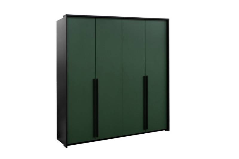Deine Möbel 24 Kleiderschrank GENEVE 210 cm breit Drehtürenschrank (Set, 1-St., 4-türig Sandbeige Beige Dunklegrün Weiß Matt) ideal für Schlafzimmer Flur von Deine Möbel 24