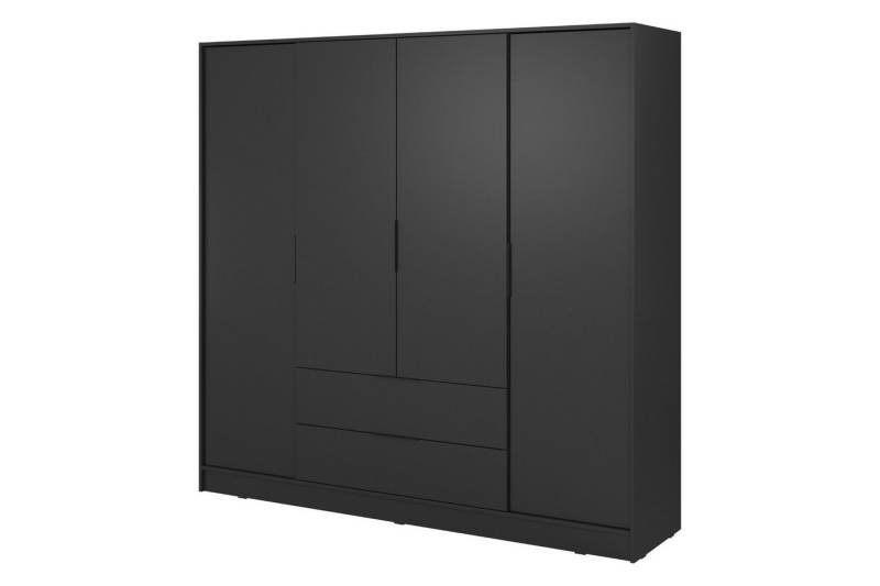 Deine Möbel 24 Kleiderschrank KAMA 4D Drehtürenschrank 206 cm breit Kaschmir Cashmere Schwarz (Set, 4-St., 4-türig) aus Laminatplatte SDrehtür Einlegeböden Kleiderstange von Deine Möbel 24