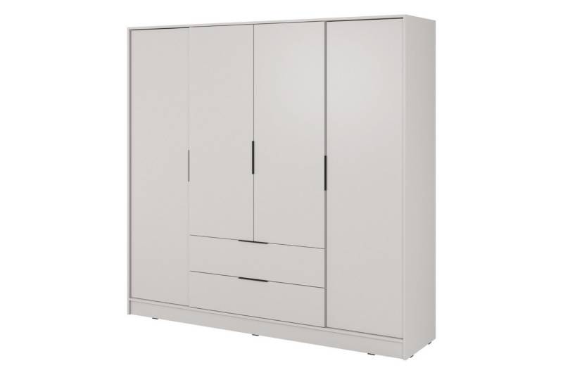 Deine Möbel 24 Kleiderschrank KAMA 4D Drehtürenschrank 206 cm breit Kaschmir Cashmere Schwarz (Set, 4-St., 4-türig) aus Laminatplatte SDrehtür Einlegeböden Kleiderstange von Deine Möbel 24