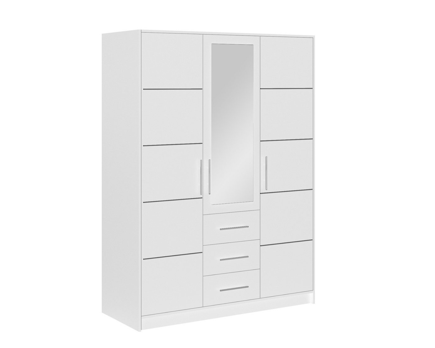 Deine Möbel 24 Kleiderschrank LABOO Drehtürenschrank 150 200 240 cm Weiss mit Spiegel (3-türig 4-türig Aufsatz Kleiderschrankaufsatz optional) aus Laminatplatte Spiegeltüren Einlegeböden Kleiderstange von Deine Möbel 24