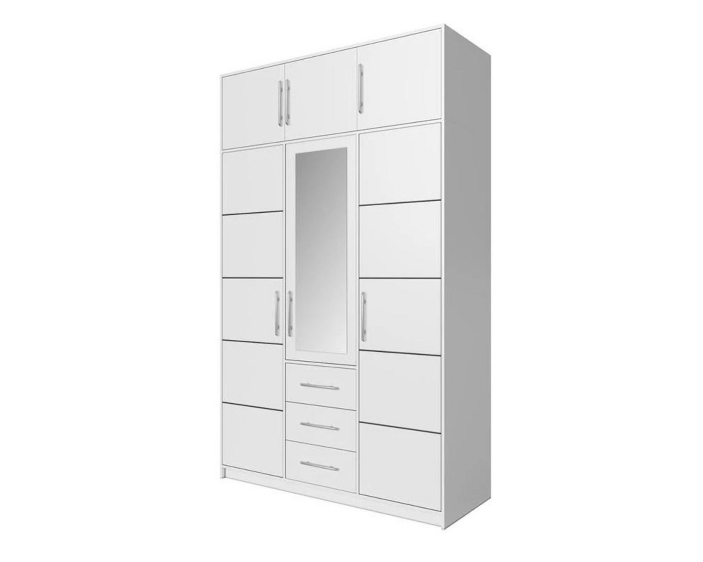 Deine Möbel 24 Kleiderschrank LABOO Drehtürenschrank 150 200 240 cm Weiss mit Spiegel (3-türig 4-türig Aufsatz Kleiderschrankaufsatz optional) aus Laminatplatte Spiegeltüren Einlegeböden Kleiderstange von Deine Möbel 24