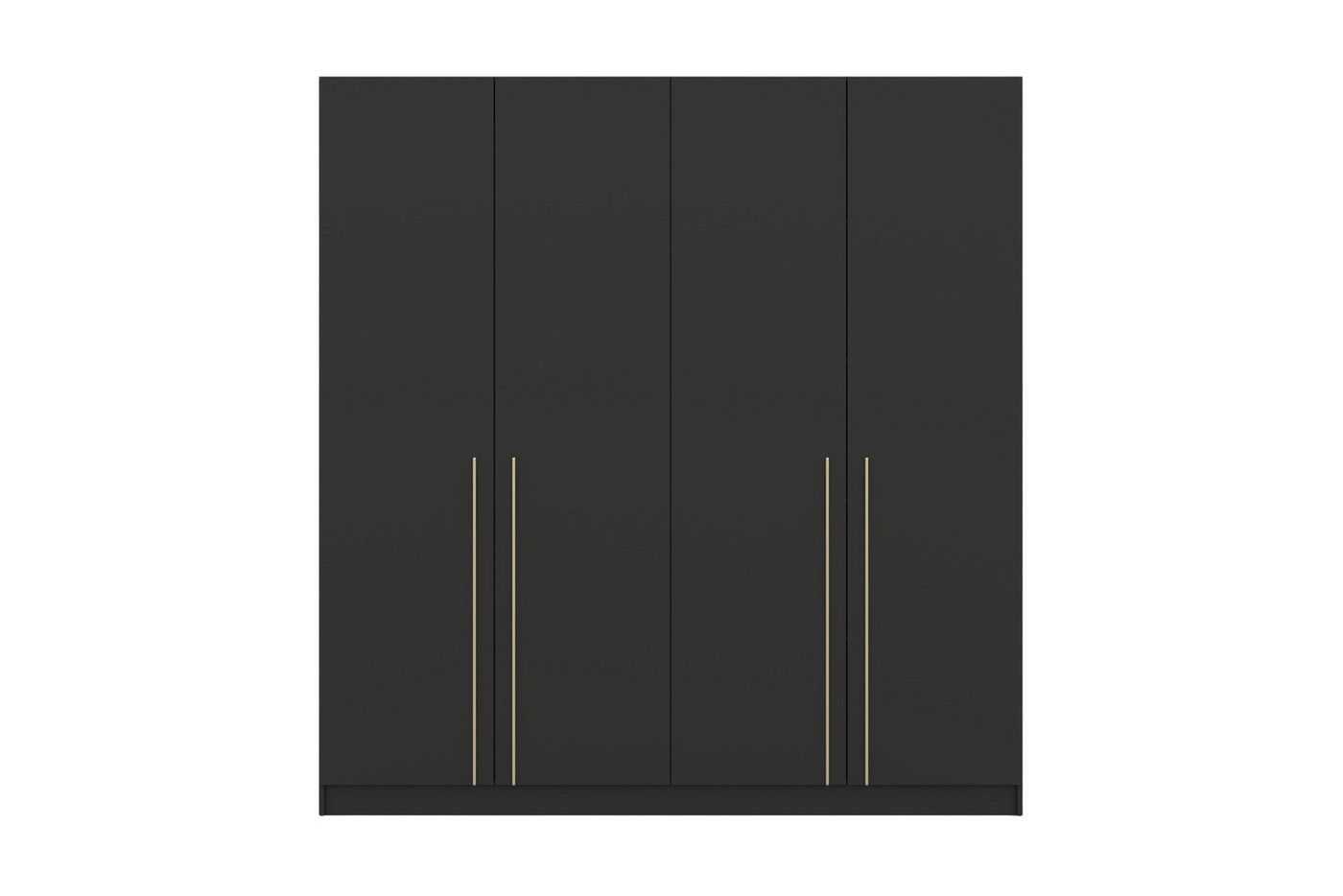 Deine Möbel 24 Kleiderschrank MIRELO 4-türig 200x210x57 cm – mit goldfarbenen Griffen viel Stauraum (Drehtürenschrank, 1-St., Einzelmöbel – frei kombinierbar mit weiteren Möbeln der Serie MIRELO) in Weiß Matt / Schwarz Matt / Cashmere von Deine Möbel 24