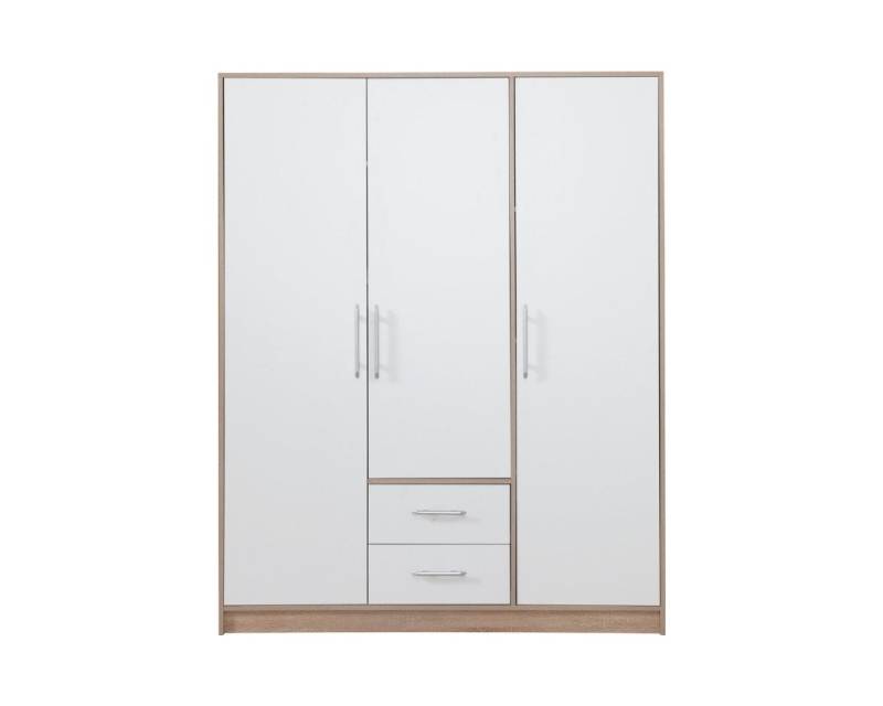 Deine Möbel 24 Kleiderschrank SAM SR2 3-türig Garderobensystem Artisan Anthrazit Weiß Eiche Sonoma (Set, 3-St., Stauraum) Drehtürenschrank 150 cm breit mit 2 Schubladen von Deine Möbel 24