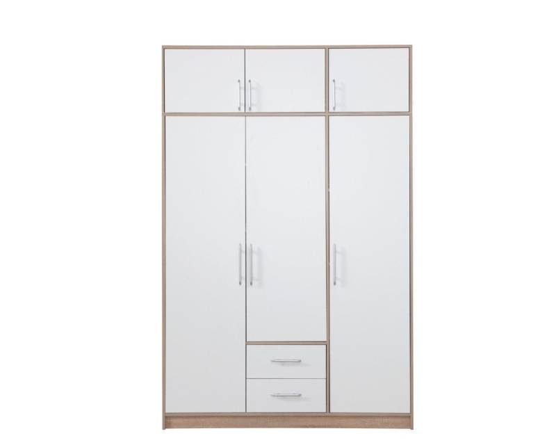 Deine Möbel 24 Kleiderschrank SAM SR2 3-türig Garderobensystem Artisan Anthrazit Weiß Eiche Sonoma (Set, 3-St., Stauraum) Drehtürenschrank 150 cm breit mit 2 Schubladen von Deine Möbel 24