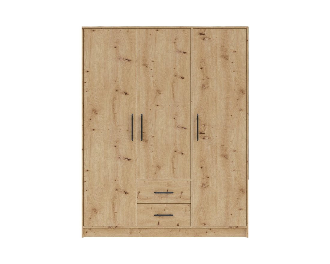 Deine Möbel 24 Kleiderschrank SAM SR2 3-türig Garderobensystem Artisan Anthrazit Weiß Eiche Sonoma (Set, 3-St., Stauraum) Drehtürenschrank 150 cm breit mit 2 Schubladen von Deine Möbel 24