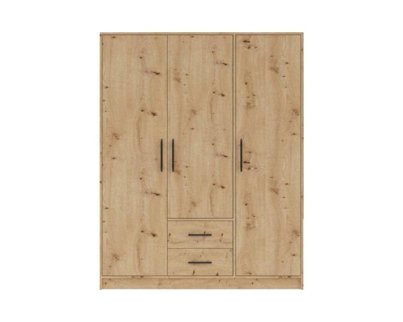 Deine Möbel 24 Kleiderschrank SAM SR2 3-türig Garderobensystem Artisan Anthrazit Weiß Eiche Sonoma (Set, 3-St., Stauraum) Drehtürenschrank 150 cm breit mit 2 Schubladen von Deine Möbel 24