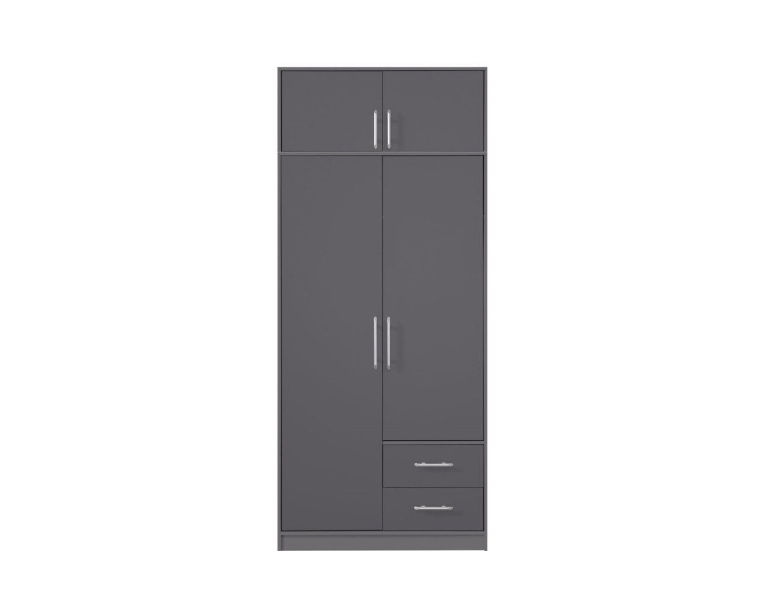 Deine Möbel 24 Kleiderschrank SAM SR3 2-türig Garderobensystem Artisan Anthrazit Weiß Eiche Sonoma (Set, 2-St., Stauraum) Drehtürenschrank 100 cm breit mit 2 Schubladen von Deine Möbel 24