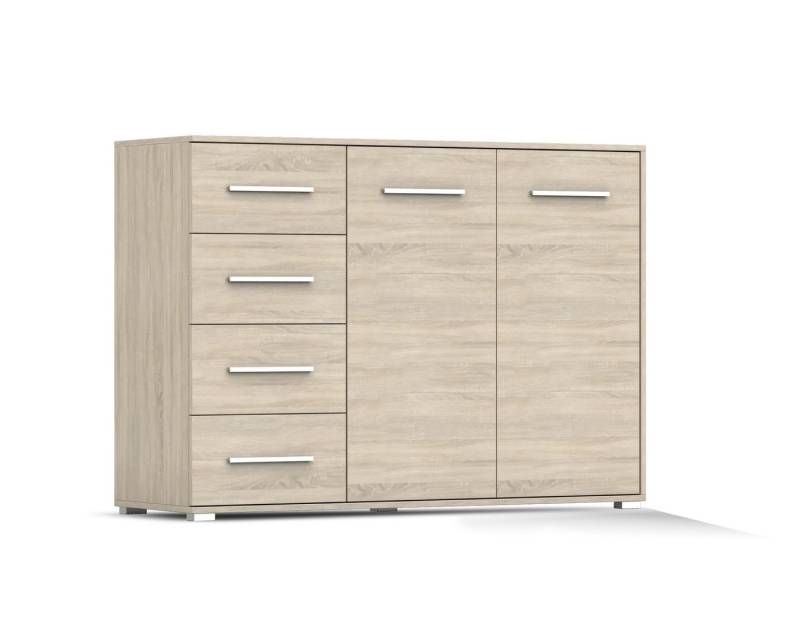 Deine Möbel 24 Kommode FAMI 01 135 cm breit Weiß Eiche Sonoma (Set, 1 St), Laminatplatte 16 cm von Deine Möbel 24