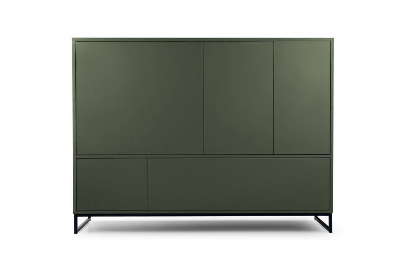 Deine Möbel 24 Kommode GENEVE Sideboard 160 cm breit GENEVE-Kollektion (Soft Close, 3 St., Sandbeige Beige Dunklegrün), ideal für Schlafzimmer Flur Wohnzimmer von Deine Möbel 24