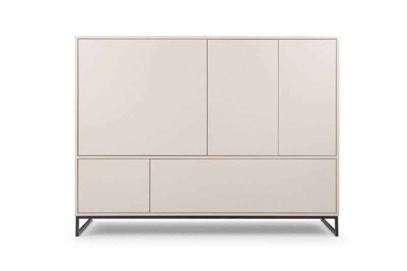 Deine Möbel 24 Kommode GENEVE Sideboard 160 cm breit GENEVE-Kollektion (Soft Close, 1 St., Sandbeige Beige Dunklegrün), ideal für Schlafzimmer Flur Wohnzimmer von Deine Möbel 24