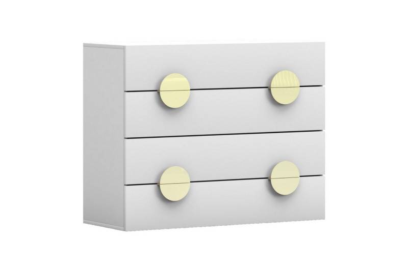 Deine Möbel 24 Kommode GOLDEN 4S 90 cm breit in Weiß/Gold (Einzelmöbel, 1 St., Teil der GOLDEN-Kollektion), Teil der GOLDEN-Kollektion, goldene Griffe von Deine Möbel 24