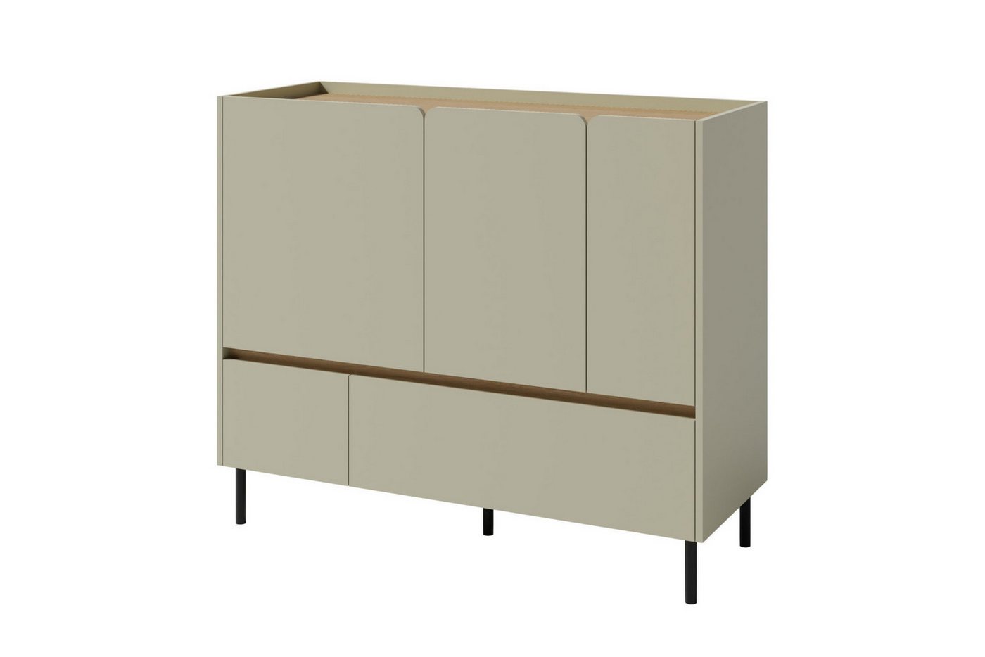 Deine Möbel 24 Kommode LIBU 08 Sideboard 120 cm breit (Set, 3 St., Kinderzimmer Jugendzimmer Schlafzimmer Wohnzimmer), LIBU-Kollektion Beige Eukalyptus Eiche von Deine Möbel 24