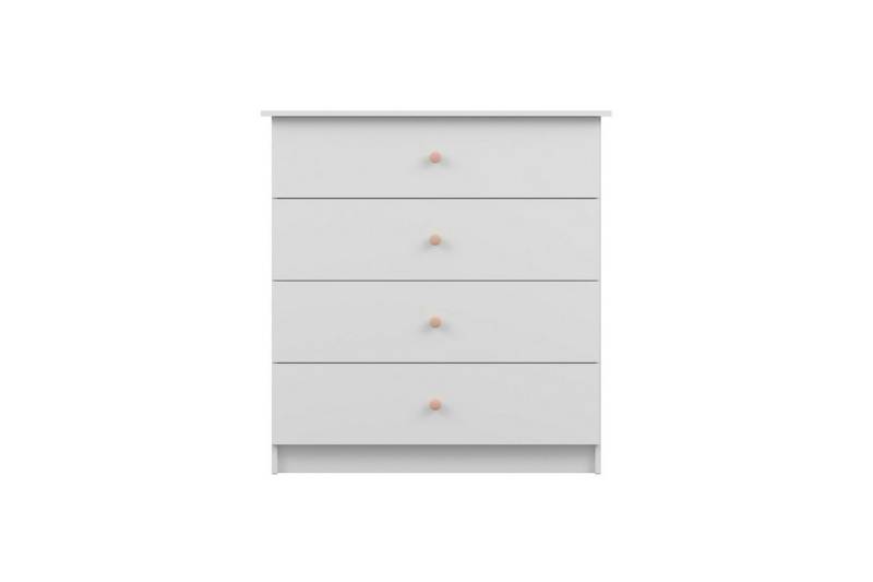 Deine Möbel 24 Kommode OSCAR 95 cm breit Sideboard mit 4 Schubladen (Set, 4 St., ganz in Weiß / Cashmere, Griffe: Rosa / Anthrazit OSCAR-Kollektion), Kinderzimmer Jugendzimmer Jungenzimmer Mädchenzimmer Schlafzimmer von Deine Möbel 24