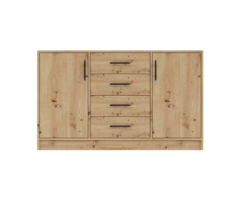 Deine Möbel 24 Kommode SAM SRK1 Garderobe Garderobensystem Artisan Anthrazit 2-türig (Set, 3 St., große Kommode 140 cm breit Stauraum Weiß Sonoma), Drehtür inkl. geschlossene Fächer Einlegeböden 4 Schubladen von Deine Möbel 24