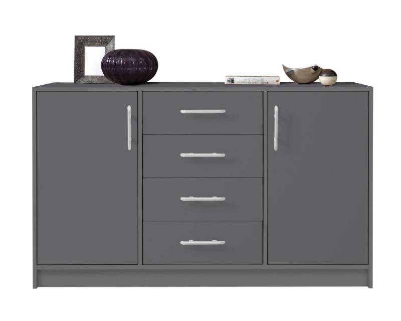 Deine Möbel 24 Kommode SAM SRK1 Garderobe Garderobensystem Artisan Anthrazit 2-türig (Set, 3 St., große Kommode 140 cm breit Stauraum Weiß Sonoma), Drehtür inkl. geschlossene Fächer Einlegeböden 4 Schubladen von Deine Möbel 24