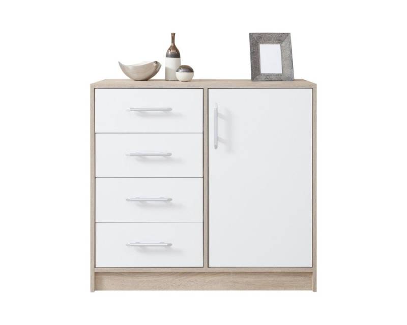 Deine Möbel 24 Kommode SAM SRK2 Garderobe Garderobensystem Artisan Anthrazit (Set, 2 St., Kommode 90 cm breit Stauraum Weiß Sonoma Schlafzimmer), Drehtür inkl. geschlossene Fächer Einlegeböden 4 Schubladen von Deine Möbel 24