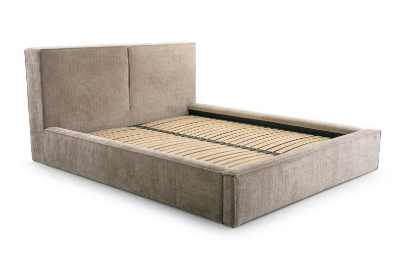 Deine Möbel 24 Polsterbett GENEVE Bett Komplettbett 160x200 cm GENEVE-Kollektion (Set Matratze optional, 1-tlg., ideal für Schlafzimmer), in Beige Chenille inkl. Bettkasten und Lattenrost von Deine Möbel 24