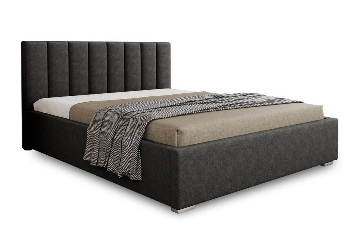 Deine Möbel 24 Polsterbett GORDON Bett Komplettbett Velours mit Bettkasten und Lattenrost (Set, 1-tlg., Verfügbare Farben: Creme / Beige / Hellgrau / Anthrazit / Schwarz), Verfügbare Größen: 140x200 / 160x200 / 180x200 / 200x200 von Deine Möbel 24