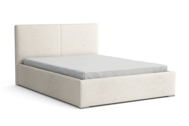 Deine Möbel 24 Polsterbett INES Bett Komplettbett Bouclé mit Bettkasten und Lattenrost (Set, 1-tlg., Polsterbett in Schwarz / Creme / Hellgrau / Dunkelgrau / Weiß), 140x200 160x200 180x200 200x200 cm von Deine Möbel 24