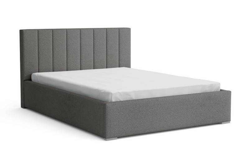 Deine Möbel 24 Polsterbett VENICE Bett Komplettbett Bouclé mit Bettkasten und Lattenrost (Set, 1-tlg., Polsterbett in Schwarz / Creme / Hellgrau / Dunkelgrau / Weiß), 140x200 160x200 180x200 200x200 cm von Deine Möbel 24